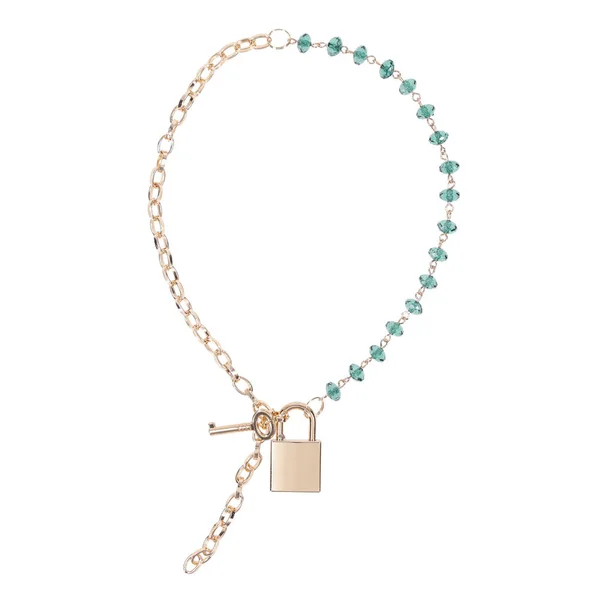 Sex & Mischief Indica Crystal Day Collar - Gold/Emerald Lockable Collar — image 4 of 9