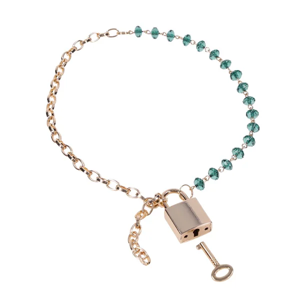 Sex & Mischief Indica Crystal Day Collar - Gold/Emerald Lockable Collar — image 5 of 9