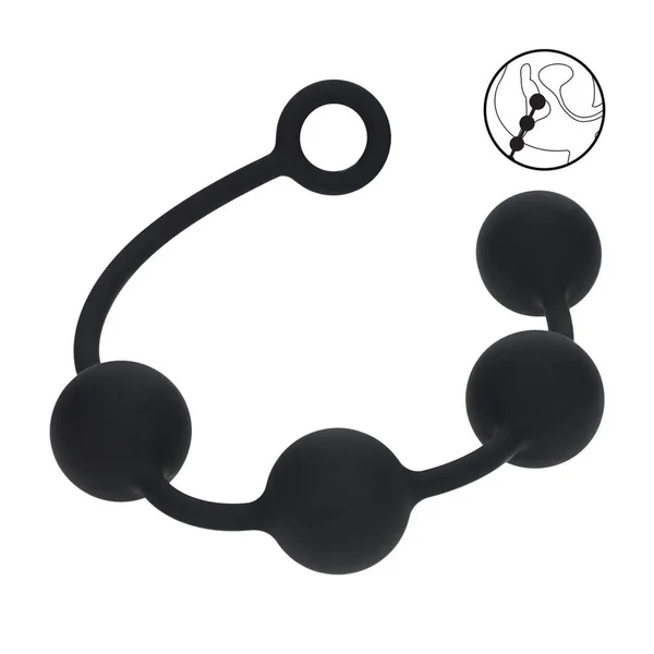 LEVELZ Round Anal Balls - XL - 50mm - Black 46.5 cm XL Anal Beads — image 2 of 6