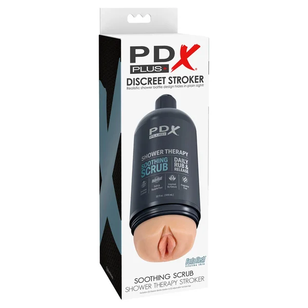 PDX Plus Shower Therapy - Soothing Scrub - Flesh - Flesh Discreet Vagina Stroker with Suction Base — image 7 of 7