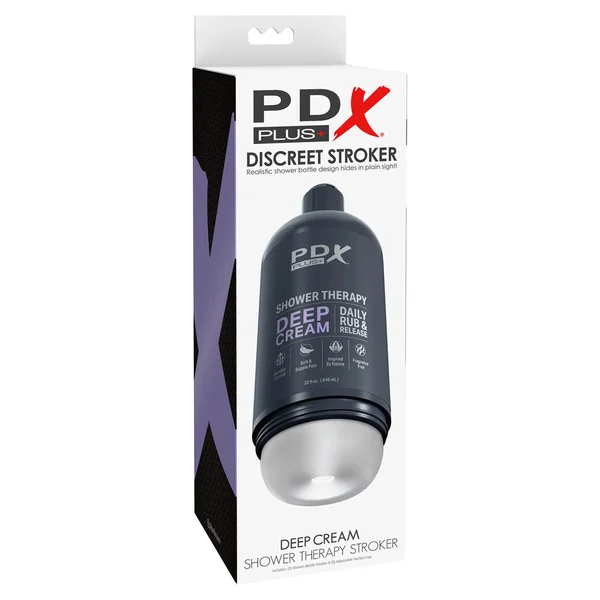 PDX Plus Shower Therapy - Deep Cream - Frosted - Clear Discreet Stroker with Suction Base — image 7 of 7