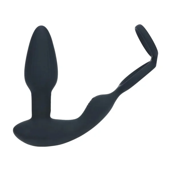 LEVELZ Dual Vibrating Prostate Stimulator with Cock Ring - Black USB Rechargeable Vibrating Butt Plug with Cock Ring — image 3 of 8