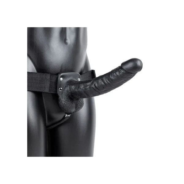 REALROCK Hollow Strapon with Balls - 23 cm Black - Black 23 cm Hollow Strap-On — image 2 of 9