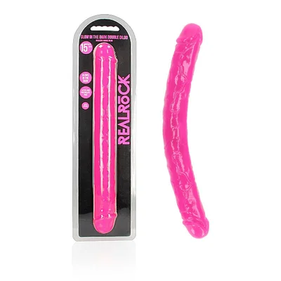 realrock 38 cm double dong glow pink pink 38 cm 15 double dong
