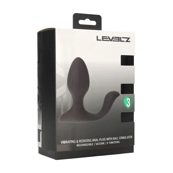 LEVELZ Vibrating & Rotating Anal Plug with Ball Stimulator - Black 10.7 cm USB Rechargeable Vibrating Butt Plug — image 7 of 8