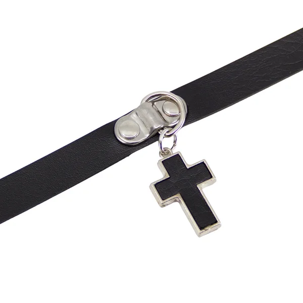 Love in Leather Choker with Cross — image 2 of 2