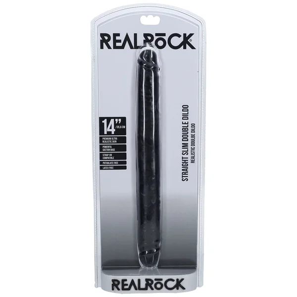 REALROCK 35cm Slim Double Dildo - Black - Black 35 cm (14'') Double Dong — image 6 of 6
