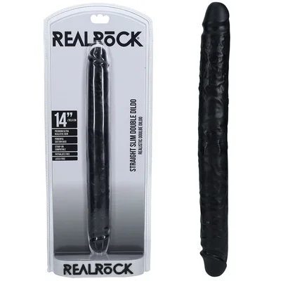 realrock 35cm slim double dildo black black 35 cm 14 double dong