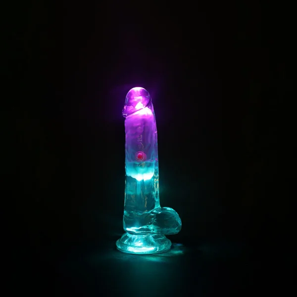 REALROCK 6'' with Balls Wireless Rechargeable LED Vibrating Dong - Clear with LED 16.2 cm USB Rechargeable Vibrating Dong with Remote — image 3 of 8