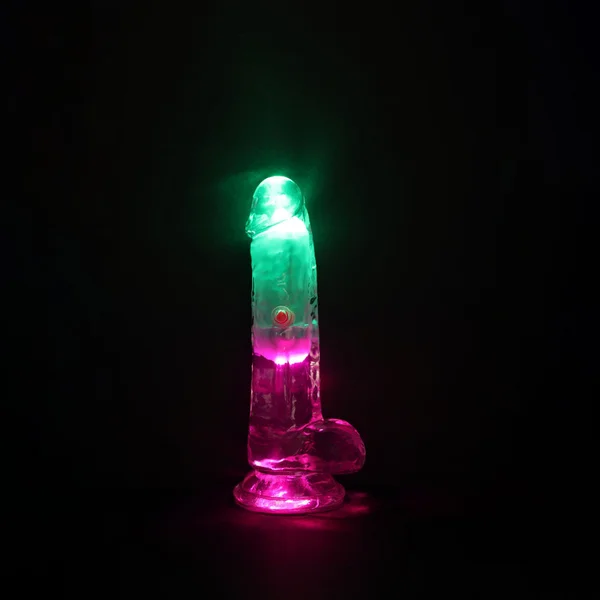 REALROCK 6'' with Balls Wireless Rechargeable LED Vibrating Dong - Clear with LED 16.2 cm USB Rechargeable Vibrating Dong with Remote — image 2 of 8
