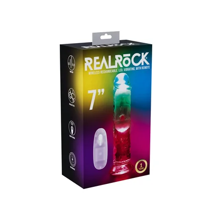 realrock 7 no balls wireless rechargeable led vibrating dong clear with led 20 cm usb rechargeable vibrating dong with remote