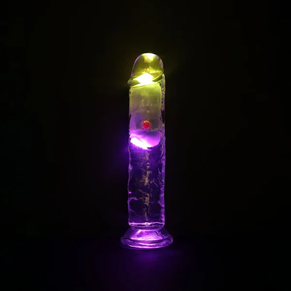 REALROCK 7'' No Balls Wireless Rechargeable LED Vibrating Dong - Clear with LED 20 cm USB Rechargeable Vibrating Dong with Remote — image 3 of 8
