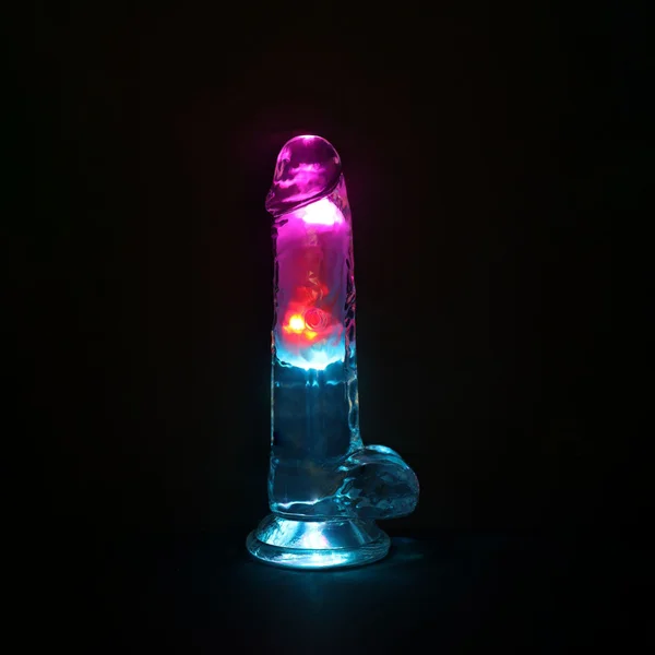 REALROCK 7'' with Balls Wireless Rechargeable LED Vibrating Dong - Clear with LED 19.5 cm USB Rechargeable Vibrating Dong with Remote — image 3 of 8