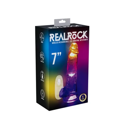 realrock 7 with balls wireless rechargeable led vibrating dong clear with led 195 cm usb rechargeable vibrating dong with remote