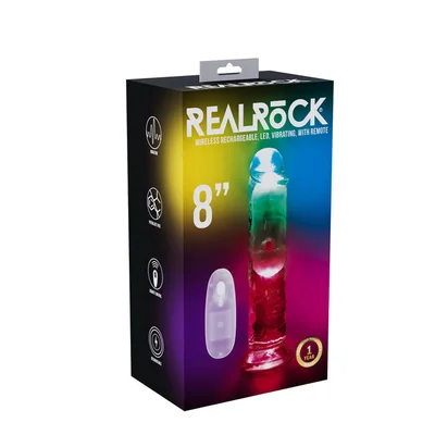 realrock 8 no balls wireless rechargeable led vibrating dong clear with led 22 cm usb rechargeable vibrating dong with remote
