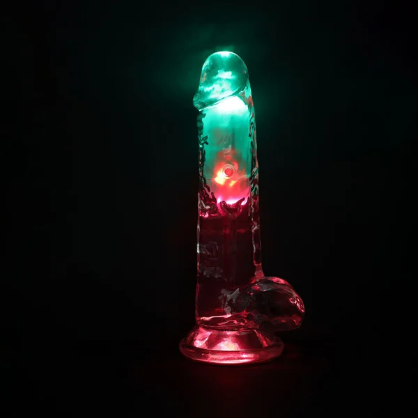 REALROCK 8'' with Balls Wireless Rechargeable LED Vibrating Dong - Clear with LED 22.5 cm USB Rechargeable Vibrating Dong with Remote — image 3 of 8