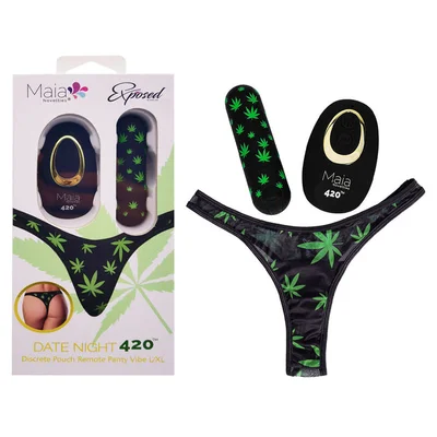 maia date night 420 panty vibe lxl black lxl 420 panty with black usb rechargeable bullet remote