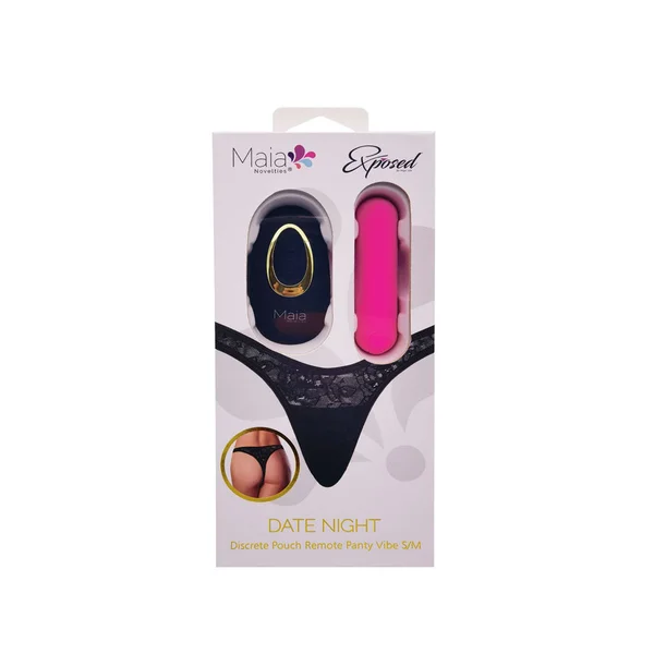 Maia DATE NIGHT PANTY VIBE - L/XL - Black L/XL Panty with Pink USB Rechargeable Bullet & Remote — image 5 of 5