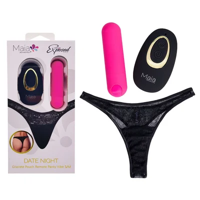 maia date night panty vibe lxl black lxl panty with pink usb rechargeable bullet remote