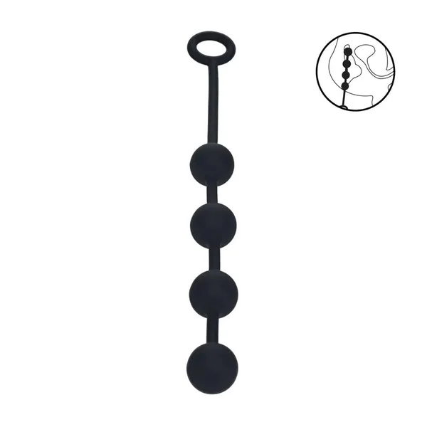 LEVELZ Round Silicone Anal Balls - M - 20mm - Black 32 cm Medium Anal Balls — image 2 of 7