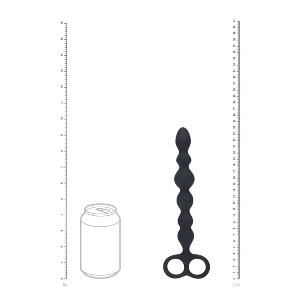 LEVELZ Beaded Silicone Anal Probe with Double Loop - Black 24.5 cm Anal Beads — image 4 of 7