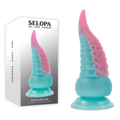 selopa stuck on you bluepink 19 cm usb rechargeable vibrating tentacle fantasy dildo