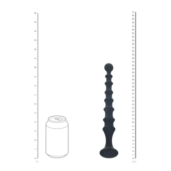 LEVELZ Ribbed Silicone Flared Anal Probe - Black 26.7 cm Anal Beads — image 5 of 7