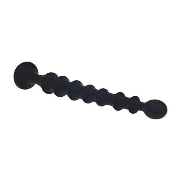 LEVELZ Ribbed Silicone Flared Anal Probe - Black 26.7 cm Anal Beads — image 4 of 7