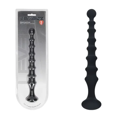 levelz ribbed silicone flared anal probe black 267 cm anal beads