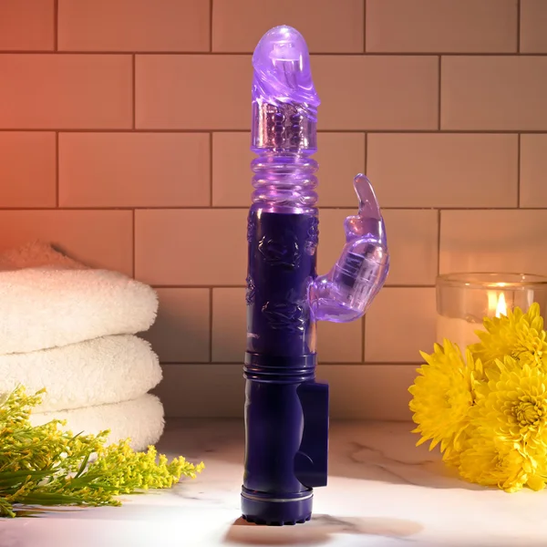Selopa BUNNY THRUSTER - Purple 24.8 cm Thrusting Rabbit Vibrator — image 3 of 9