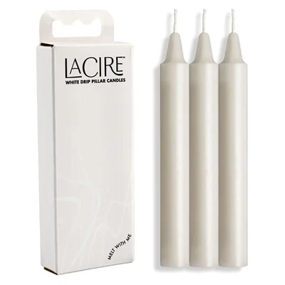 lacire drip pillar candles white white drip candles set of 3