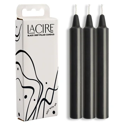 lacire drip pillar candles black black drip candles set of 3
