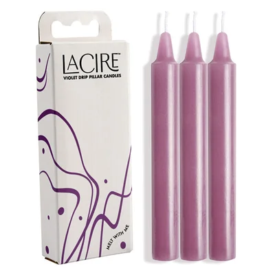 lacire drip pillar candles violet violet drip candles set of 3