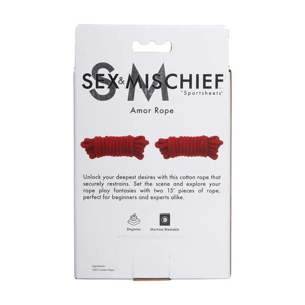 Sex & Mischief Amor Rope - 2 Red Bondage Ropes - 4.5 m Lengths — image 8 of 8