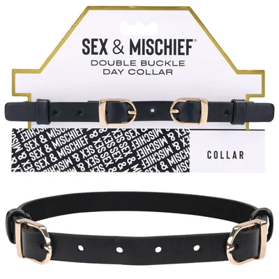 sex mischief double buckle day collar black collar
