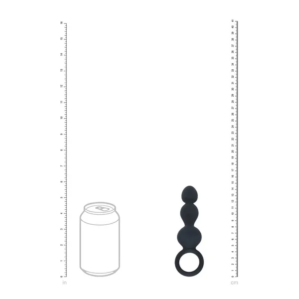 LEVELZ Beaded Silicone Anal Probe with Loop - Black 15.3 cm Beaded Anal Plug — image 4 of 7