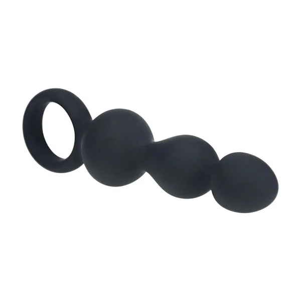 LEVELZ Beaded Silicone Anal Probe with Loop - Black 15.3 cm Beaded Anal Plug — image 3 of 7