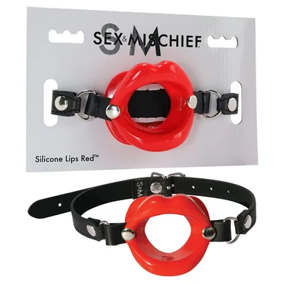 sex mischief silicone lips mouth gag red red mouth restraint