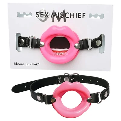 sex mischief silicone lips mouth gag pink pink mouth restraint