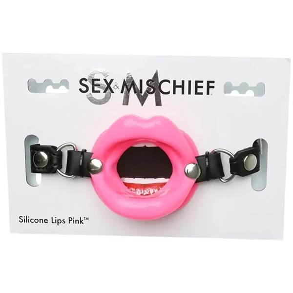 Sex & Mischief Silicone Lips Mouth Gag - Pink - Pink Mouth Restraint — image 6 of 6