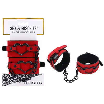 sex mischief amor handcuffs red restraints