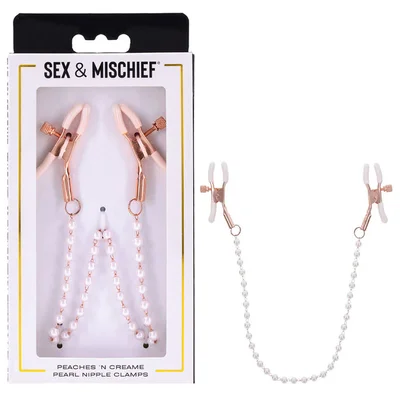 sex mischief peaches n creame pearl nipple clamps peach nipple restraints