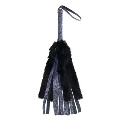 sex mischief cougar faux fur flogger navy blueblack furry flogger whip