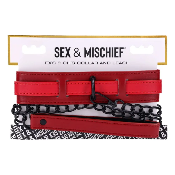 S&M Exs & Ohs Collar and Leash - Red Neck Restraint