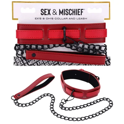 sm exs ohs collar and leash red neck restraint