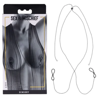 sm exs ohs body jewelry with nipple ties metal chain with nipple ties