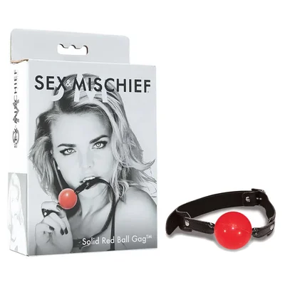 sex mischief solid red ball gag redblack mouth restraint