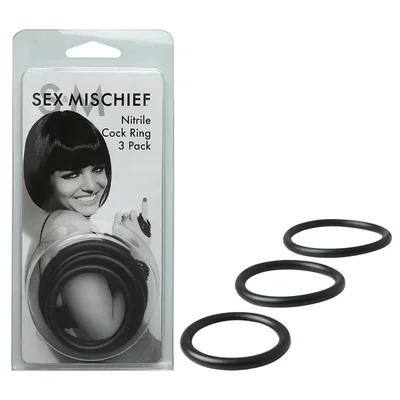 sex mischief nitrile cock ring 3 pack black cock rings set of 3 sizes