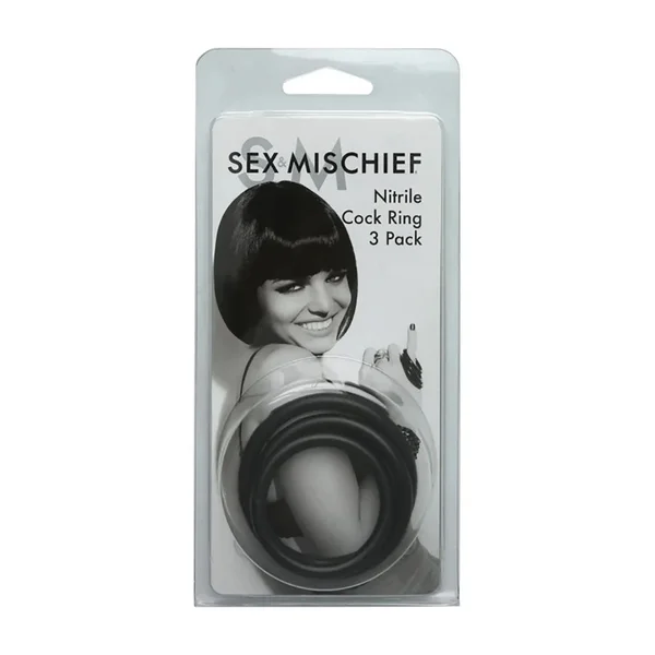 Sex & Mischief Nitrile Cock Ring 3 Pack - Black Cock Rings - Set of 3 Sizes — image 6 of 6
