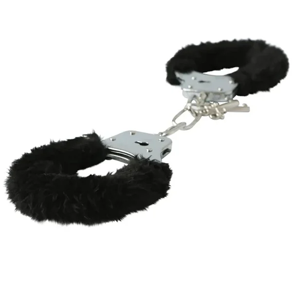 Sex & Mischief Furry Handcuffs - Black - Black Restraints — image 4 of 7